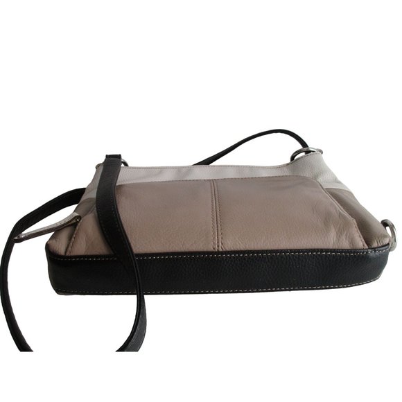 Tignanello Beige Cream Color-blocked Shoulder Bag Black Adjustable Strap - Picture 2 of 8